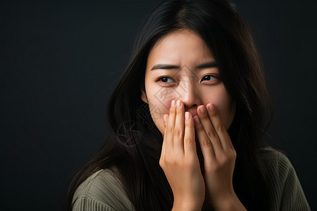 瞬间的困惑年轻女子高清图片