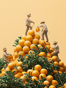 采摘橙子水果采摘设计图片