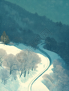 冬季森林小径背景图片