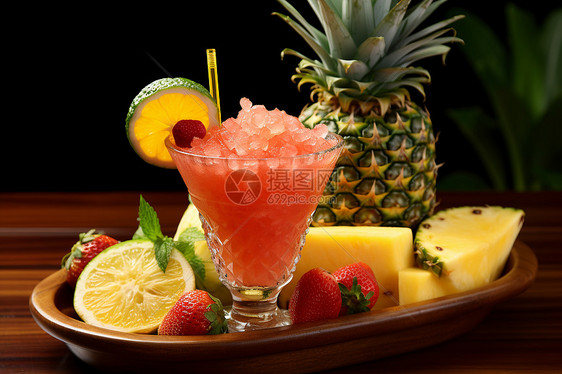 冰凉的热带水果鸡尾酒图片