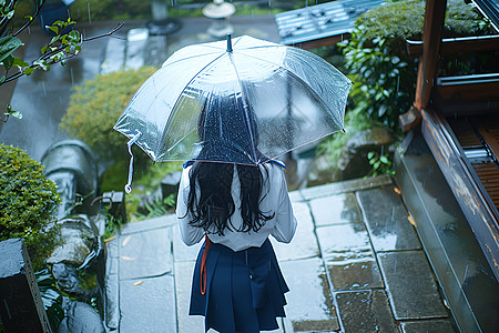 打伞的少女背景图片