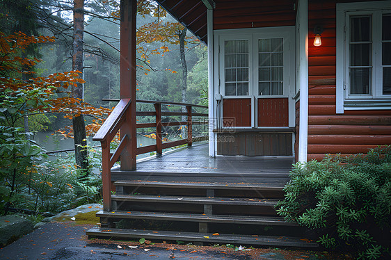 林间小屋图片