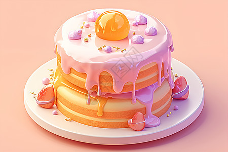 新鲜水果的奶油蛋糕图片