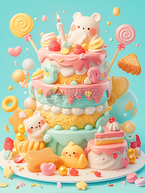 甜蜜的生日奶油蛋糕图片