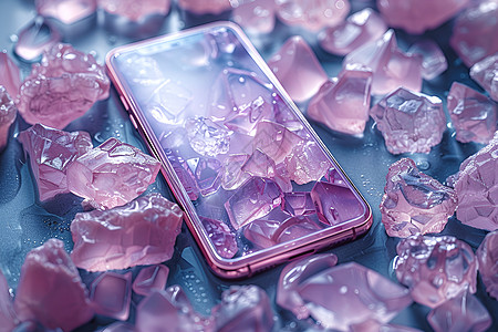 水晶中的手机图片