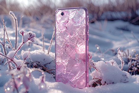 雪地中的手机壳背景图片