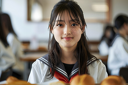 餐厅里吃饭的女学生图片