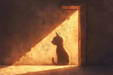 神奇光影中的猫形轮廓图片