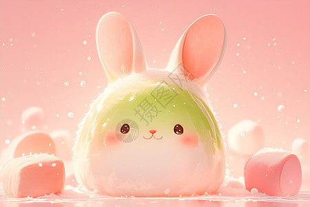 粉色背景下的兔子背景图片