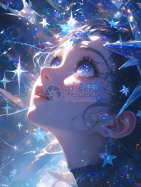 星光下的少女图片