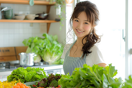 厨房里的女人图片