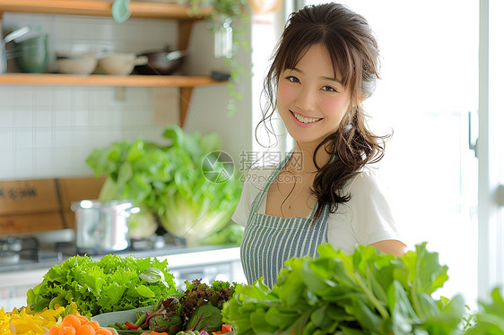 厨房里的女人图片