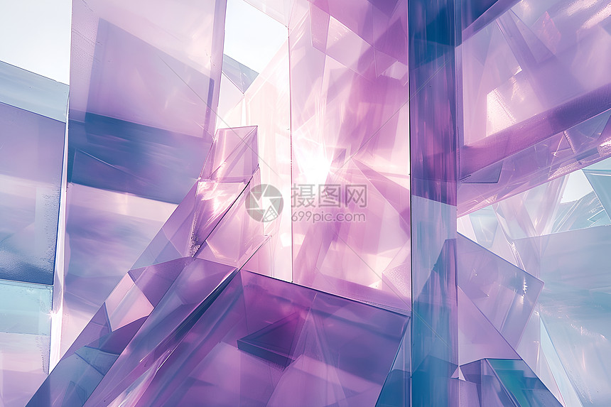 紫色与天蓝色交替的几何玻璃纹理图片