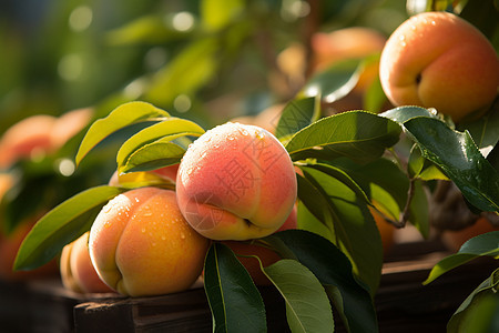 枝干上的桃子图片