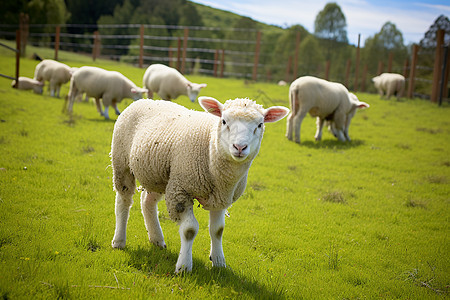 牧场吃草的羊群图片