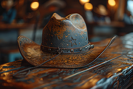 西部牛仔的帽子背景图片