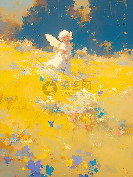 花海中的少女图片