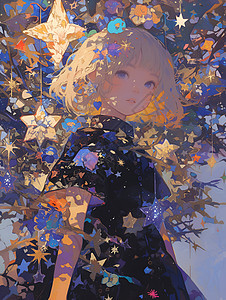 浪漫花朵中的小女孩背景图片