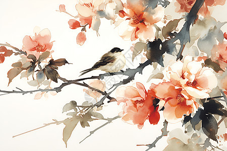 中国传统花鸟画背景图片