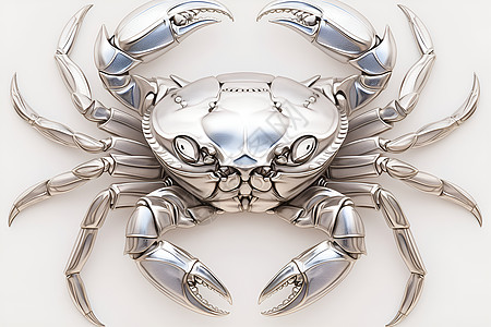 镜面不锈钢的银色金属螃蟹图片