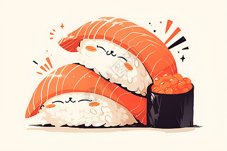 可爱寿司插画图片