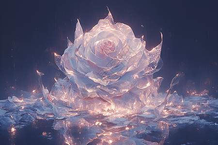 冰封的玫瑰花图片