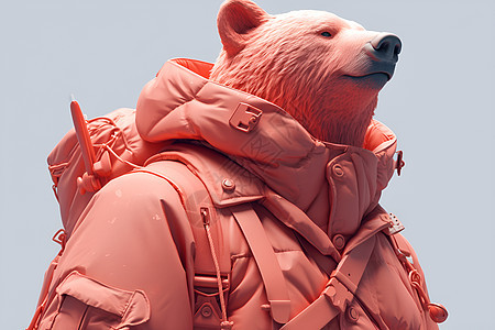 穿着红色大衣的北极熊图片