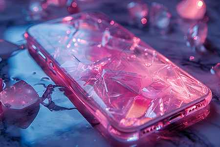 紫蓝透明玻璃质感的手机背景图片