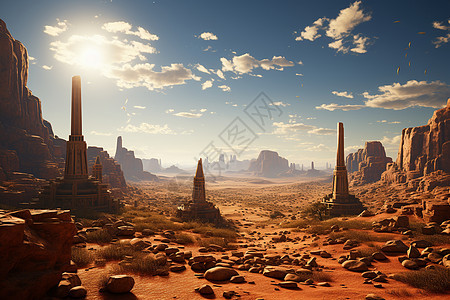 失落的文明在沙漠中背景图片
