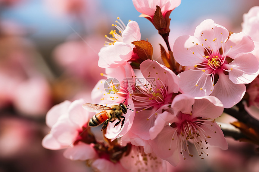 蜜蜂采蜜图片