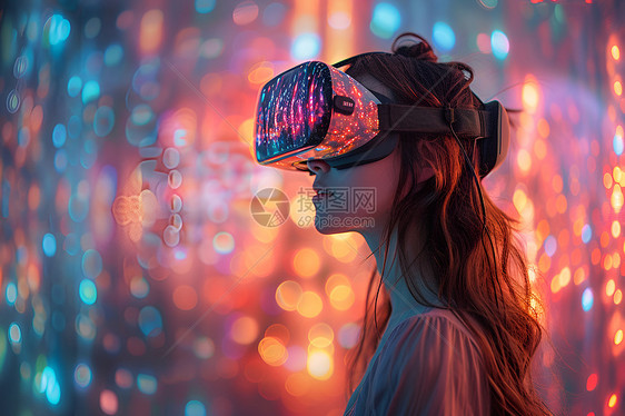 体验虚拟现实的女孩图片