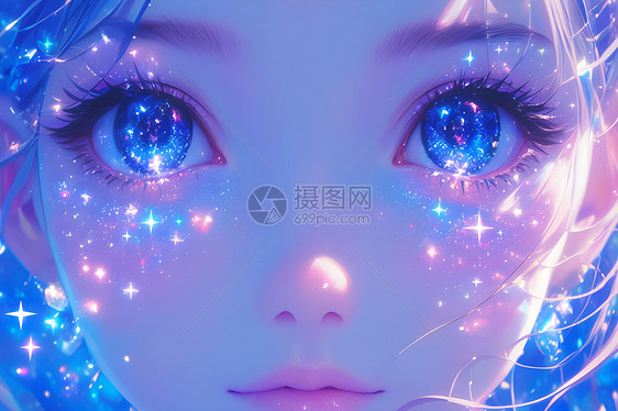 星空的大眼睛少女图片