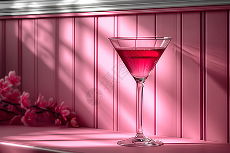 杯子里的粉色鸡尾酒图片