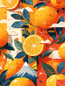 绘画的橙子艺术画背景图片