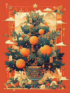 果树上的橙子图片