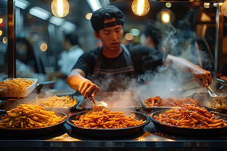 小吃摊上的薯条图片