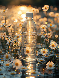 水面上盛开的花朵背景图片