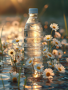 水面上清幽的花朵图片