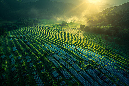 户外田野中的太阳能板图片