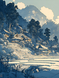 山河小镇背景图片