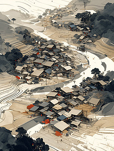 山村画卷背景图片