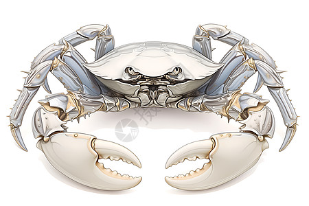 银色恢宏的镜面不锈钢螃蟹背景图片