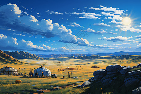 草原上的蒙古包图片