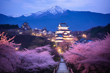 阶梯背景通往传统建筑的阶梯背景