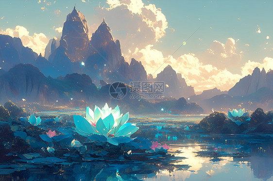 湖中美丽的莲花图片