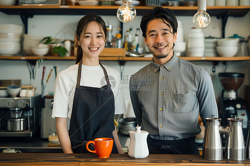 柜台的店员图片