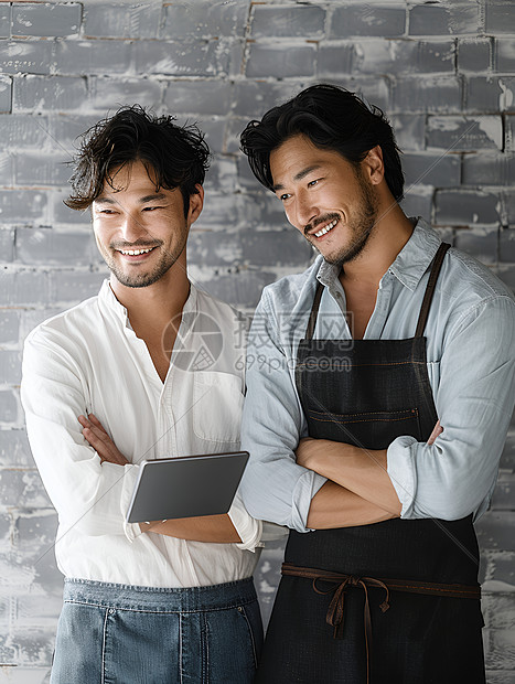 系着围裙的帅气男人图片