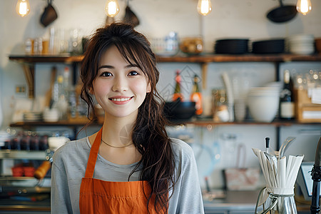 戴着礼帽的女孩戴着围裙的女孩背景