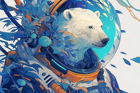 北极熊宇航员背景图片