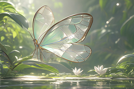 阳光下飞翔的蝴蝶图片